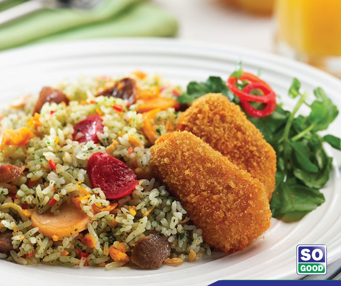 Image Nasi Goreng Hijau With So Good Beef Sausage