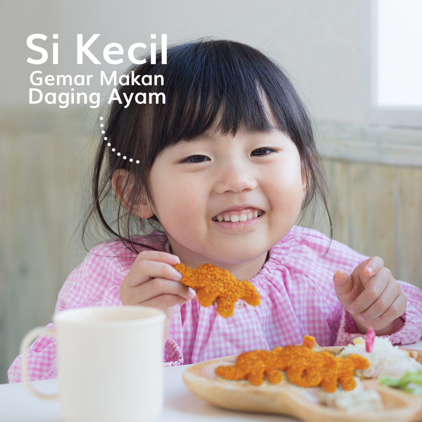 Image SI KECIL GEMAR MAKAN DAGING AYAM?