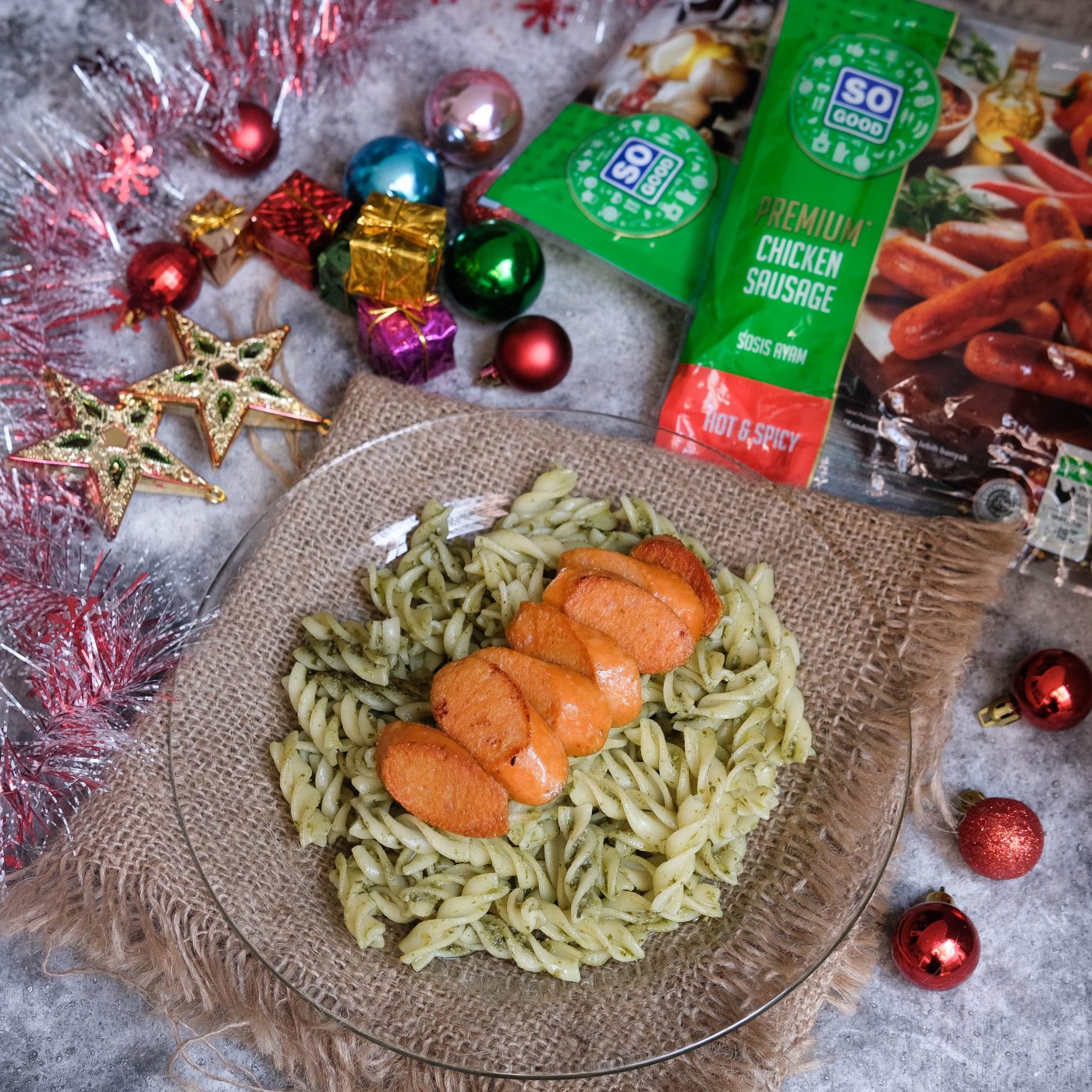 Image Pesto and Sausage Fusilli