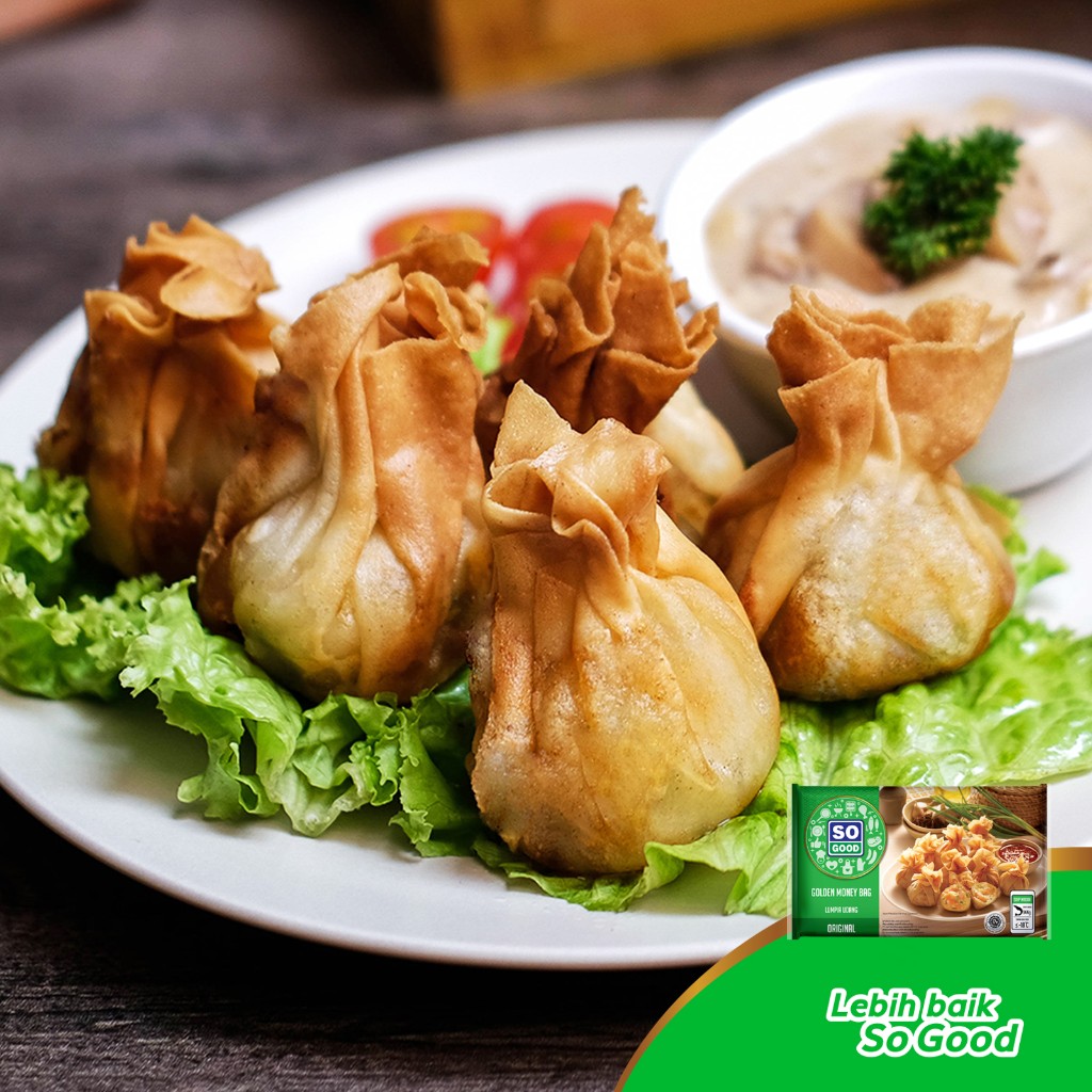 Image Golden Money Bag with Mushroom Sauce